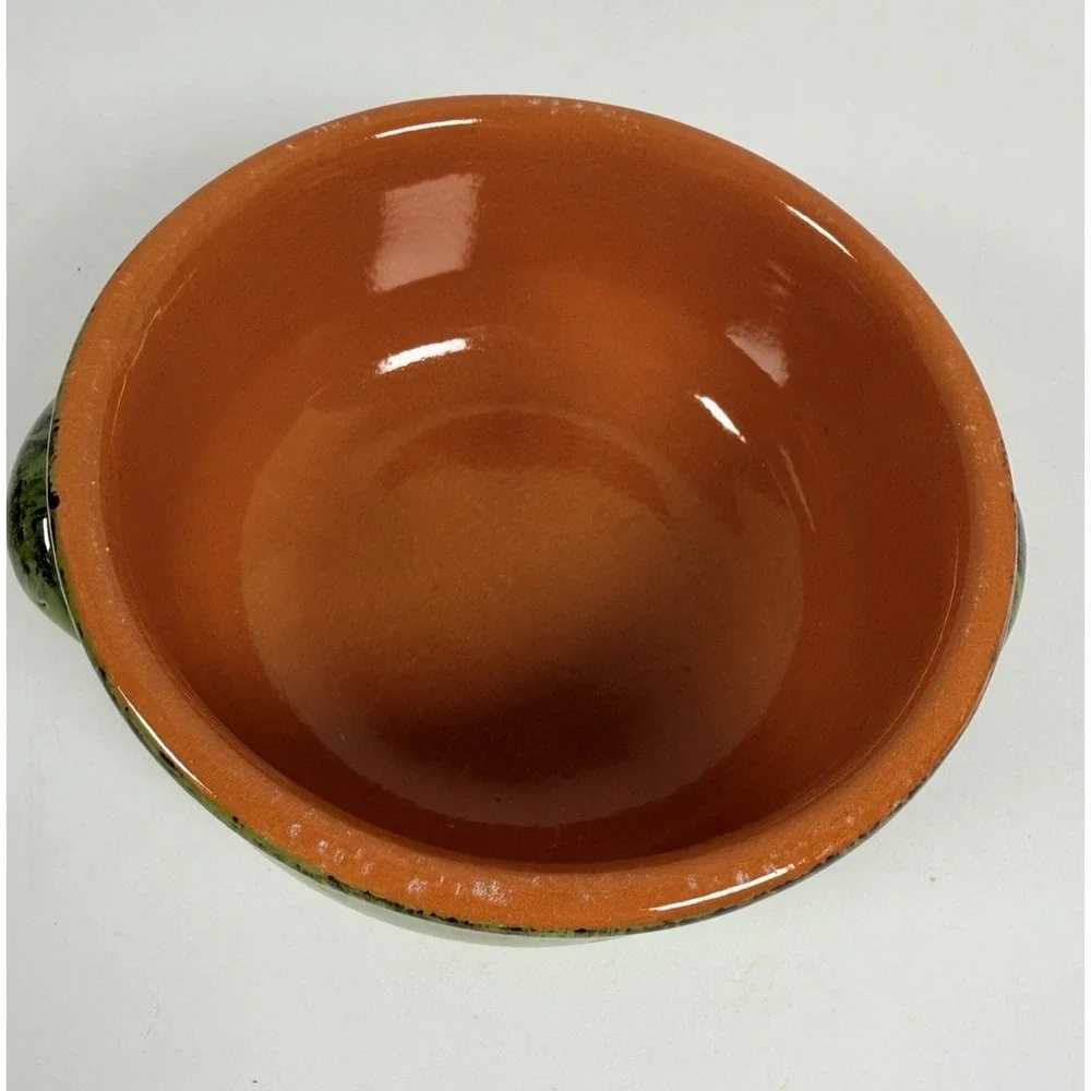 De Silva Set Of Two Italian Terracotta Glaze Bowls with Handles 5 Inches